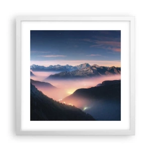 Pôster em moldura branca - Luz nos vales - 40x40 cm