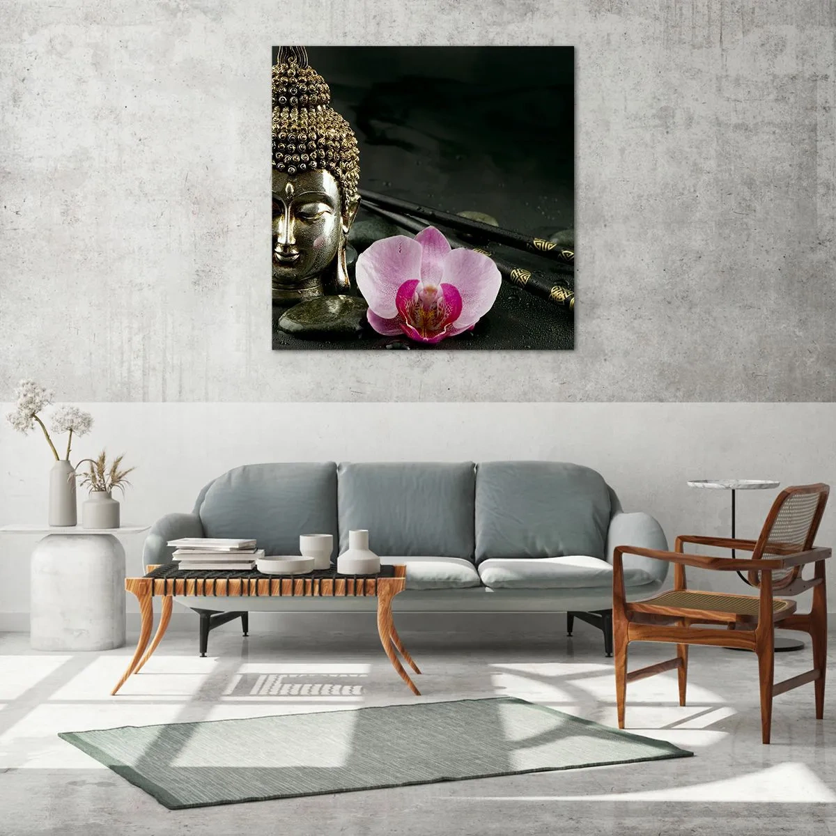 Quadro em vidro - Harmonia entre sabedoria e beleza - 60x60 cm