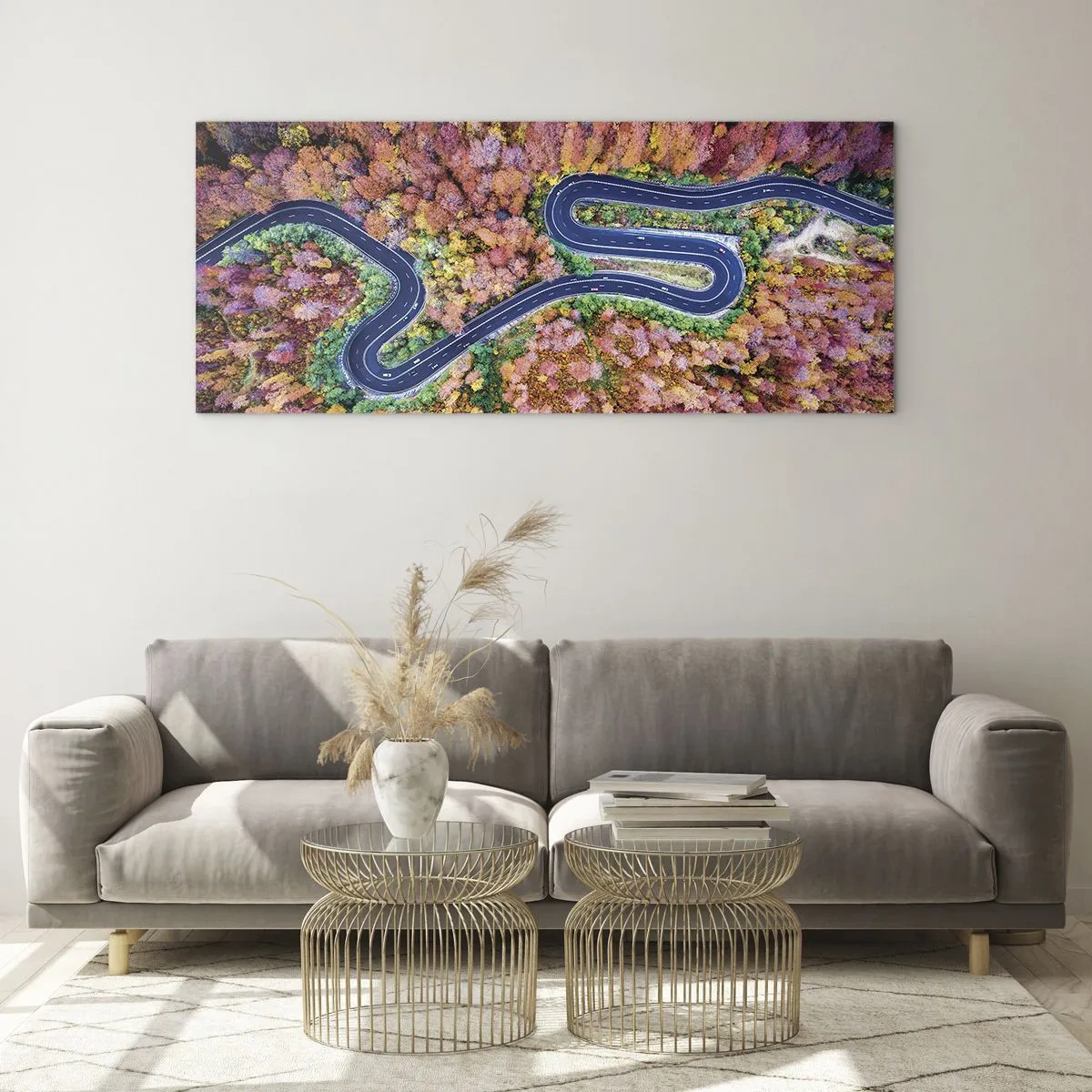 Quadro em vidro - Estrada sinuosa pela floresta - 120x50 cm