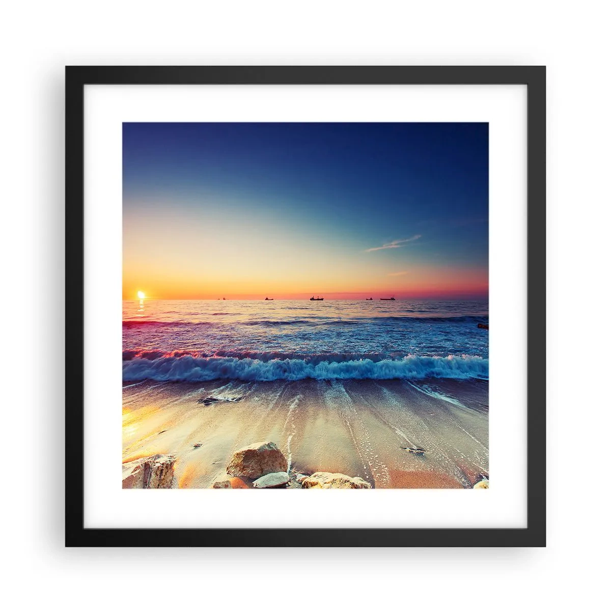 Pôster com moldura preta - E além do horizonte? - 40x40 cm