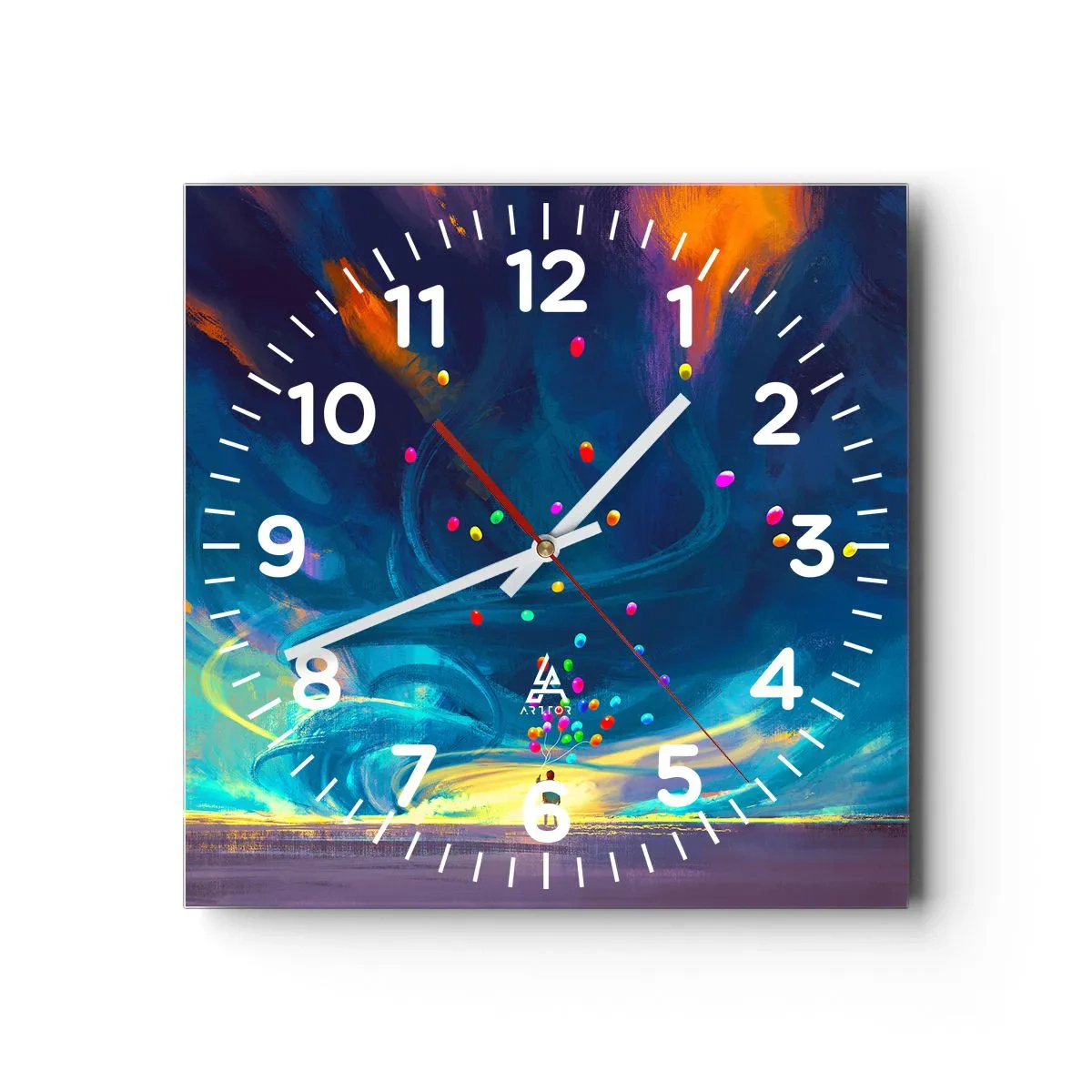 Relógio de parede - Relógio em vidro - Ao vento azul - 40x40 cm