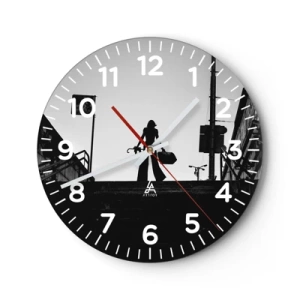 Relógio de parede - Relógio em vidro - Caminhadas urbanas - 40x40 cm