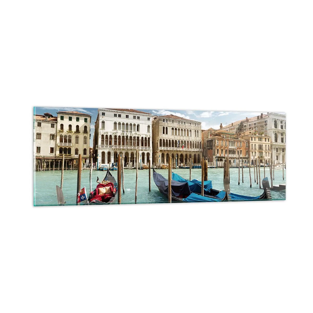Quadro em vidro - Palácios em azul - 90x30 cm
