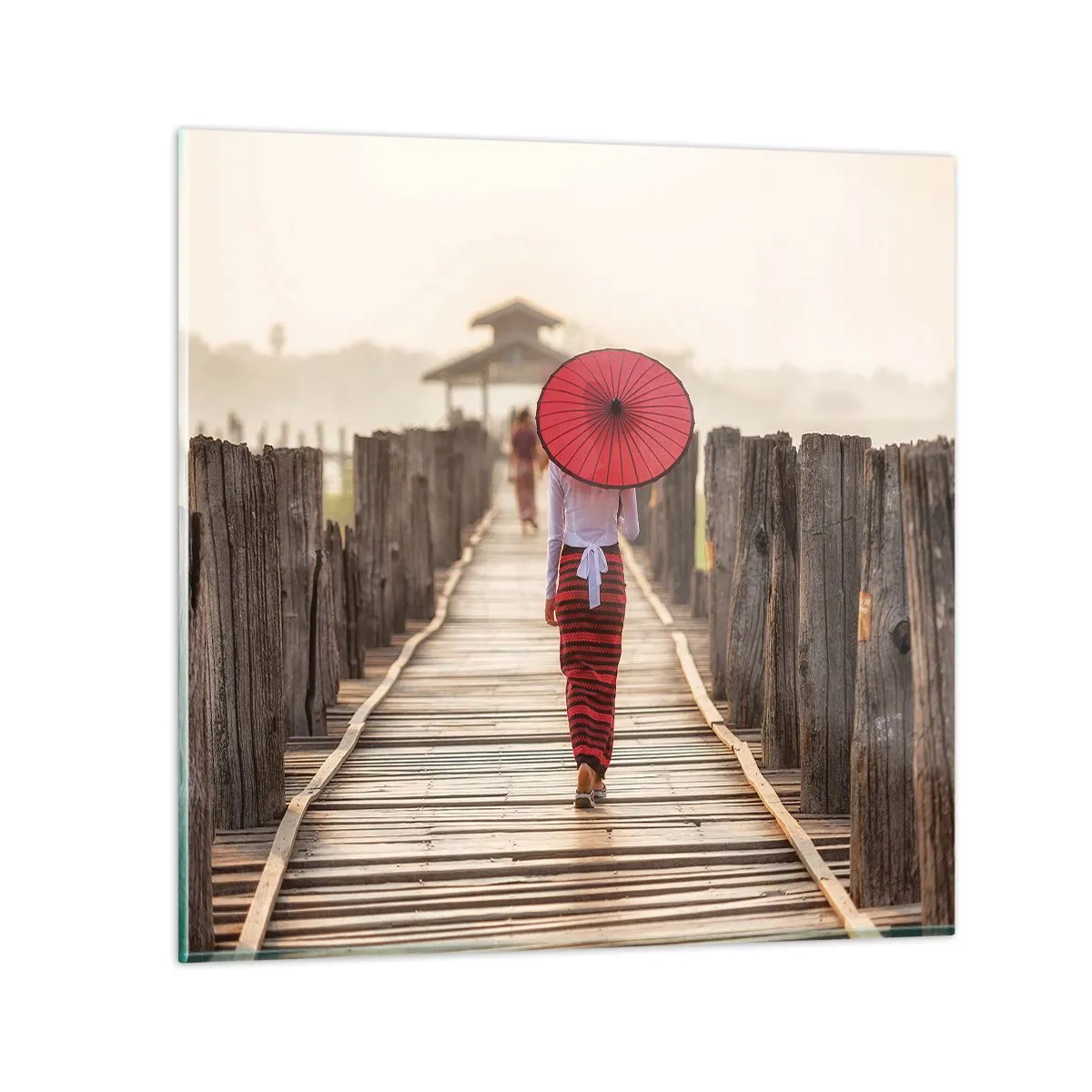 Quadro em vidro - Na ponte velha - 40x40 cm