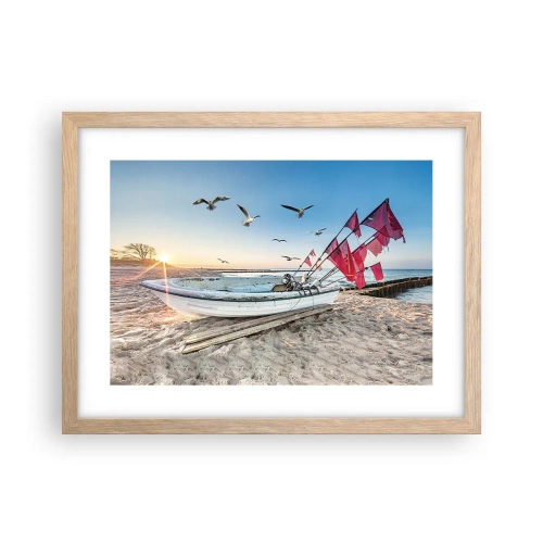 Pôster com moldura de carvalho claro - Um merecido descanso - 40x30 cm