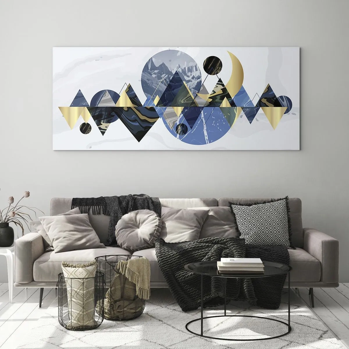 Quadro em vidro - Paisagem geométrica - 120x50 cm