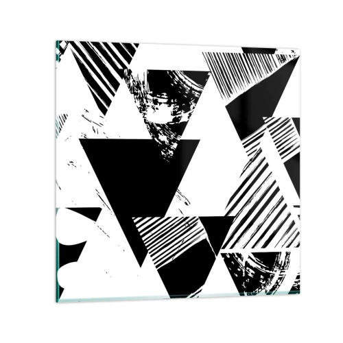 Quadro em vidro - Chuva de triângulos - 40x40 cm