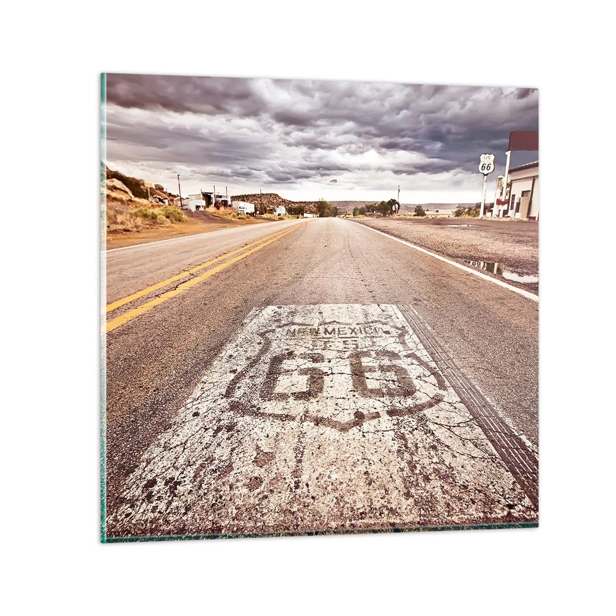 Quadro em vidro - Mother Road - uma lenda americana - 40x40 cm