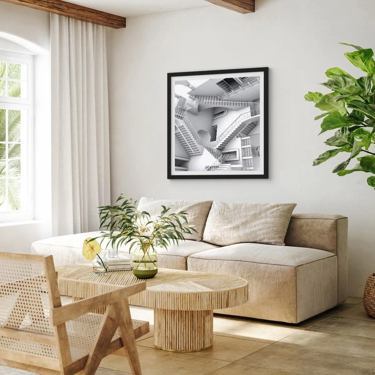 Pôster com moldura preta - Paradoxos do espaço - 60x60 cm