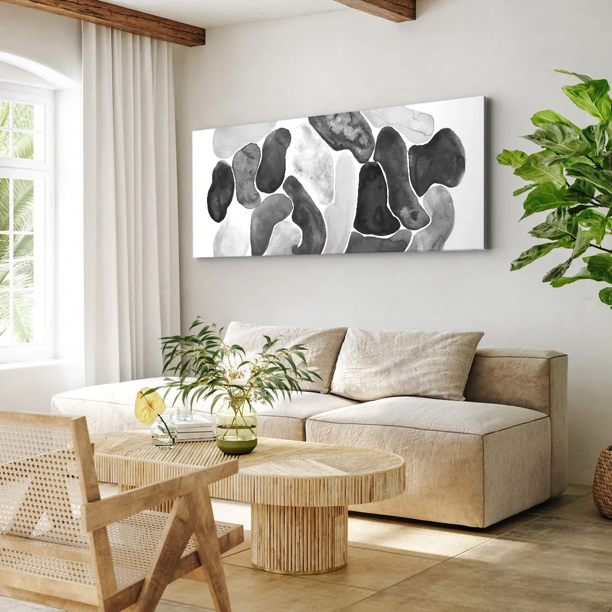 Quadro em tela - Abstração rochosa - 100x40 cm