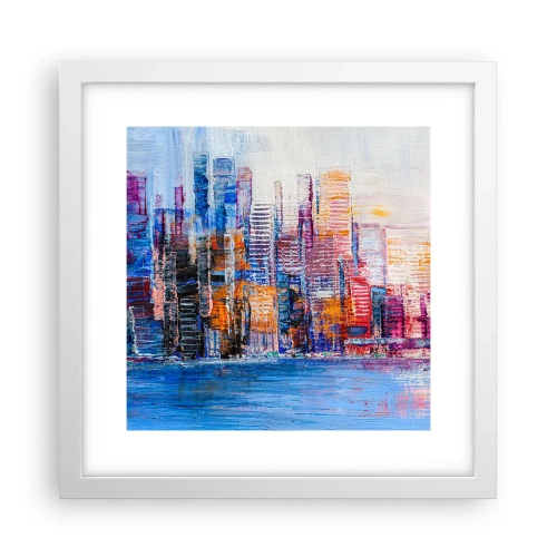 Pôster em moldura branca - Metrópole alegre - 30x30 cm