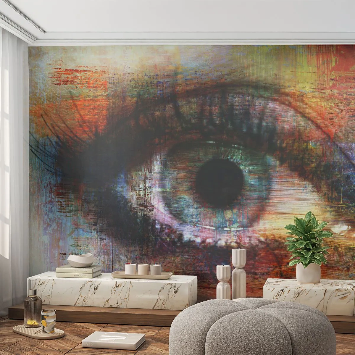 Papel de Parede Autocolante Deluxe Sticker - Pode olhar para a alma - Abstração, Olho, Pedaço - 150x105 cm