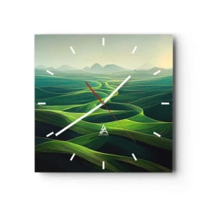 Relógio de parede - Relógio em vidro - Nos vales verdes - 30x30 cm