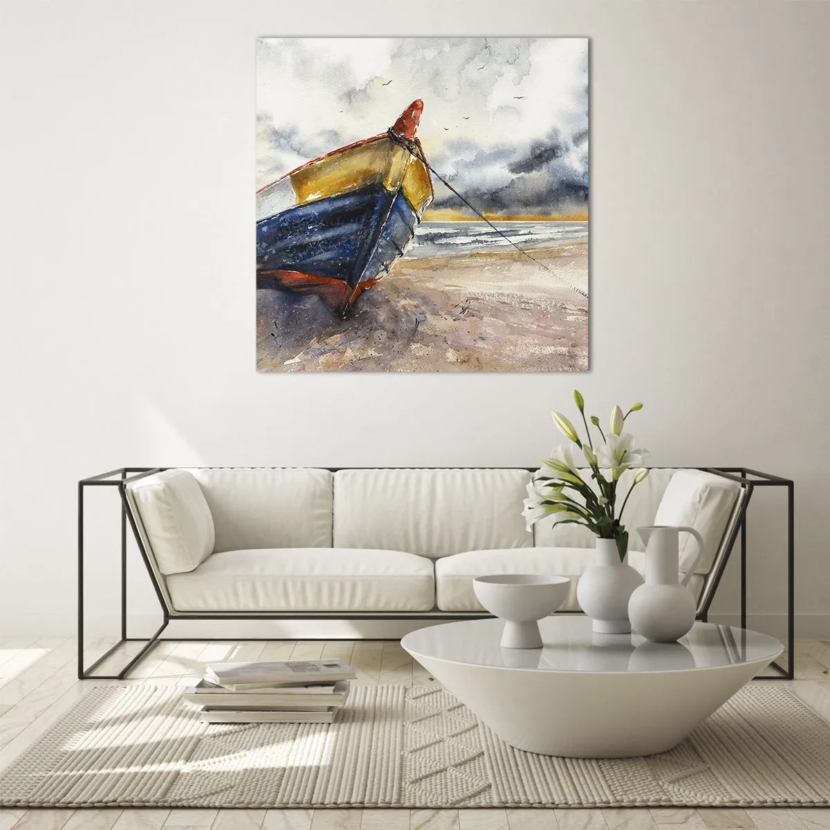 Quadro em vidro - Descanse na costa - 40x40 cm