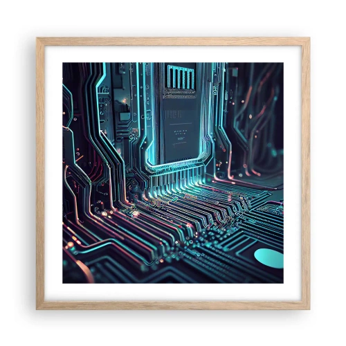 Pôster com moldura de carvalho claro - Só estou a pensar... - 50x50 cm