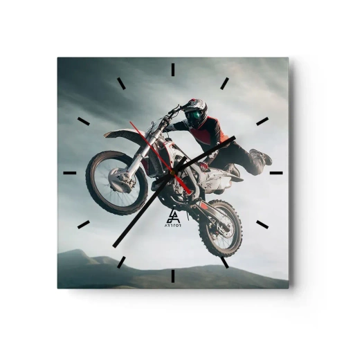 Relógio de parede - Relógio em vidro - Não há diversão sem risco - 30x30 cm