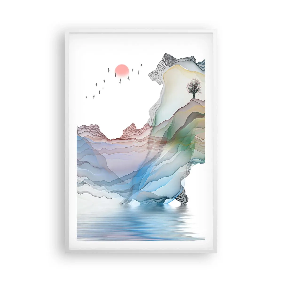 Pôster em moldura branca - Em direção às montanhas de cristal - 61x91 cm