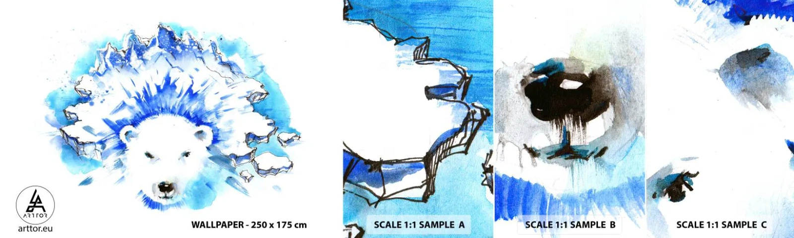Amostra de Papel de Parede Standard Eco - O Rei do Ártico em uma coroa de gelo - Abstração, Urso polar, Antártica - 100x30 cm