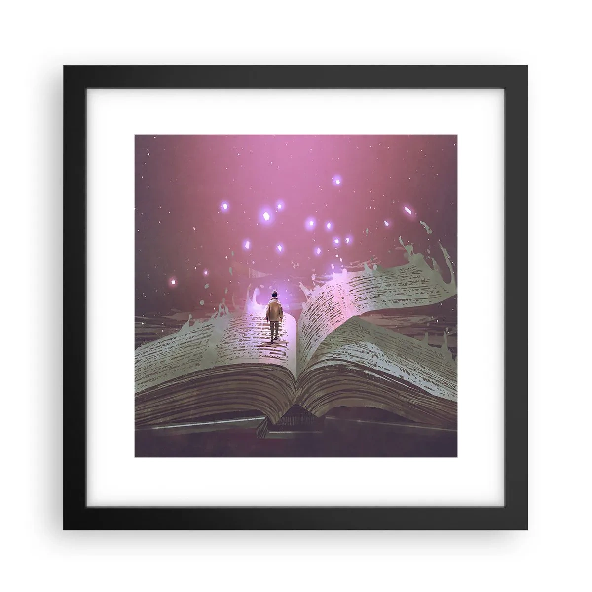 Pôster com moldura preta - Um convite para outro mundo - leia! - 30x30 cm