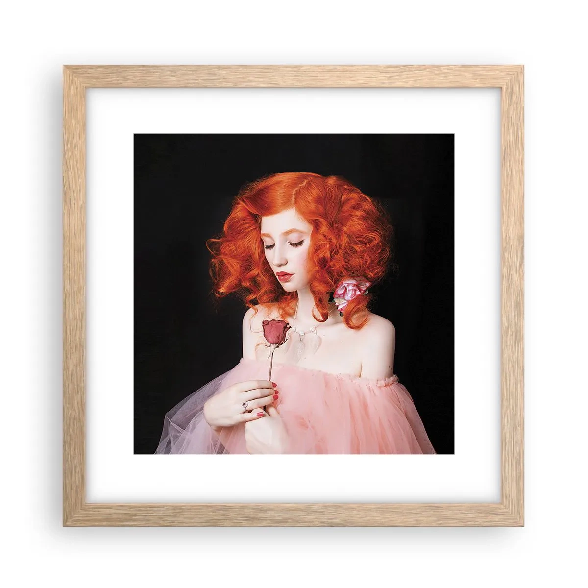 Pôster com moldura de carvalho claro - Em estilo barroco - 30x30 cm