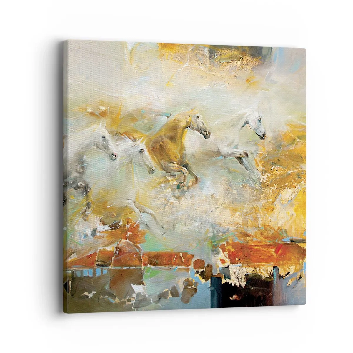 Quadro em tela - A galope através da luz - 40x40 cm