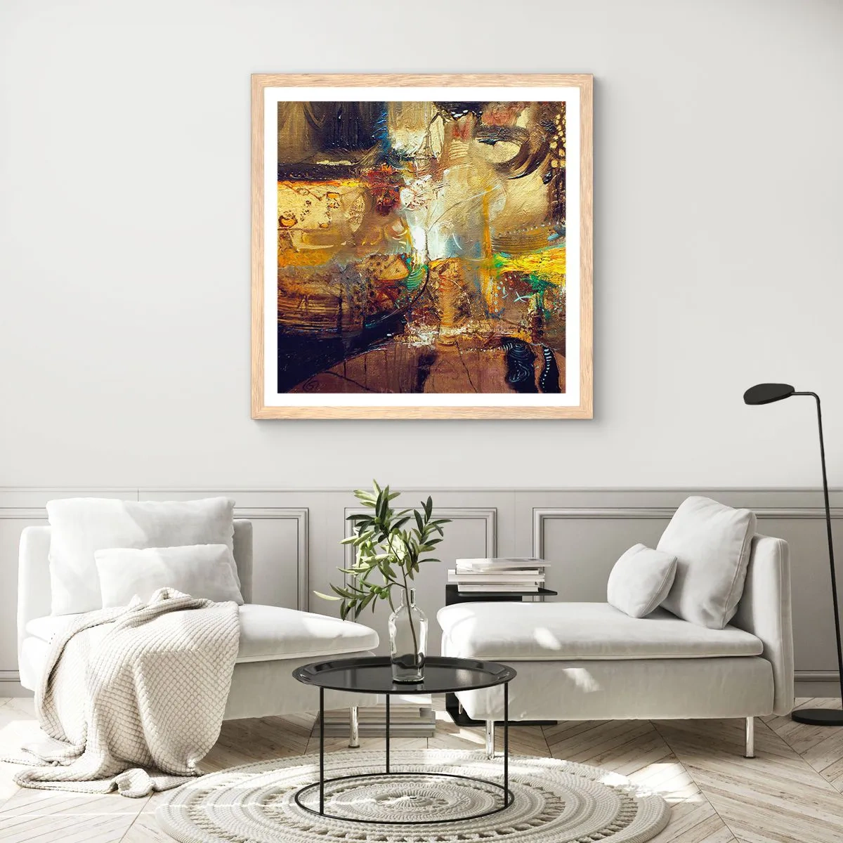 Pôster com moldura de carvalho claro - Frio, mais quente, quente - 60x60 cm