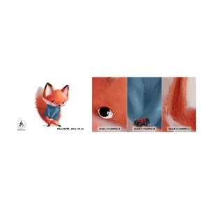 Amostra de papel de parede Premium Sand - Fico bonito nisto? - Para crianças, Raposa, Conto de fadas - 100x30 cm