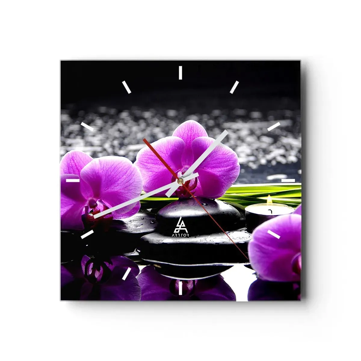 Relógio de parede - Relógio em vidro - Afogar-se na paz e sossego - 30x30 cm