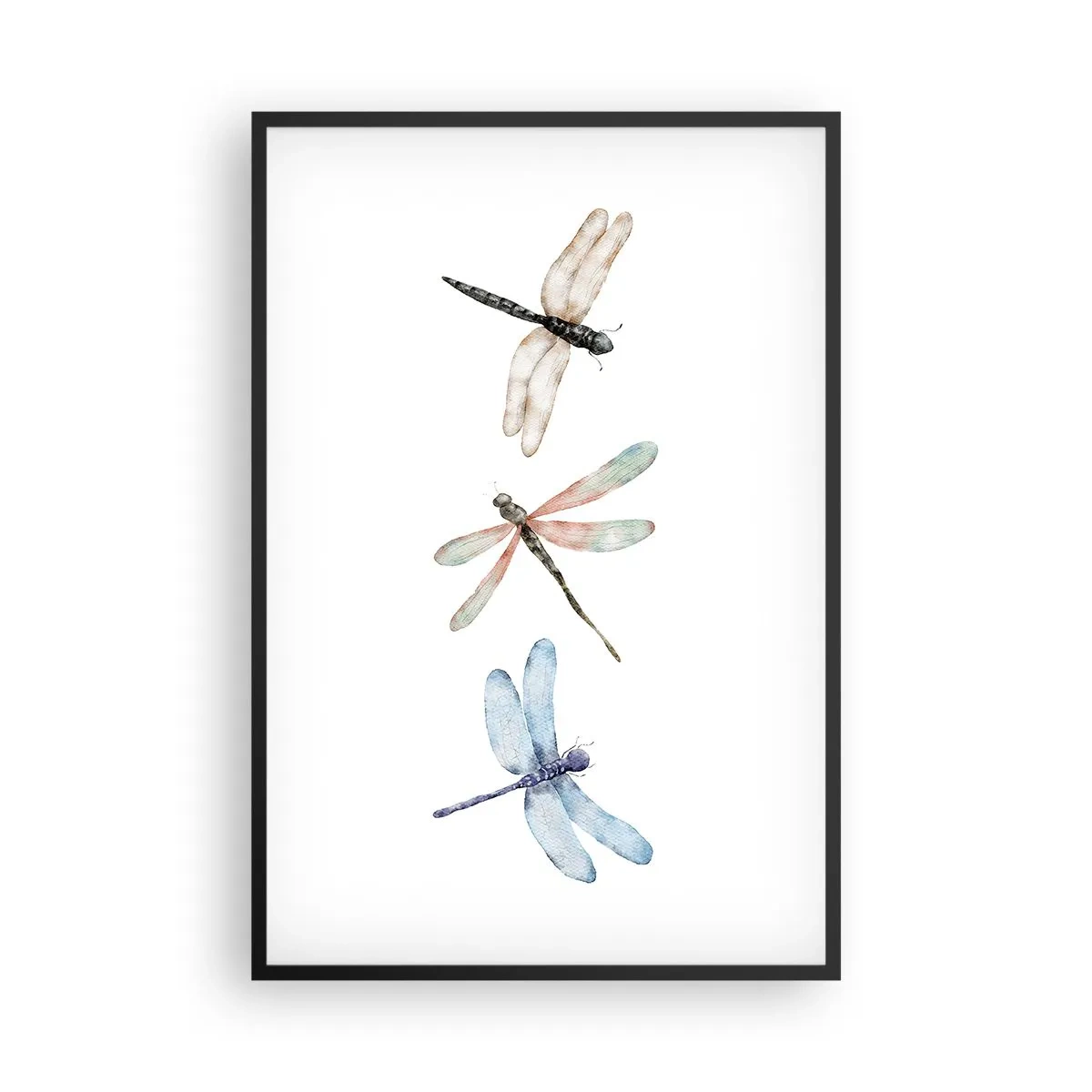 Pôster com moldura preta - Libélulas sem peso - 61x91 cm