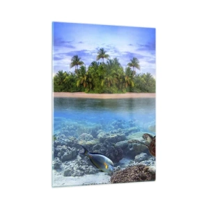Quadro em vidro - A Ilha Celestial lhe convida - 50x70 cm