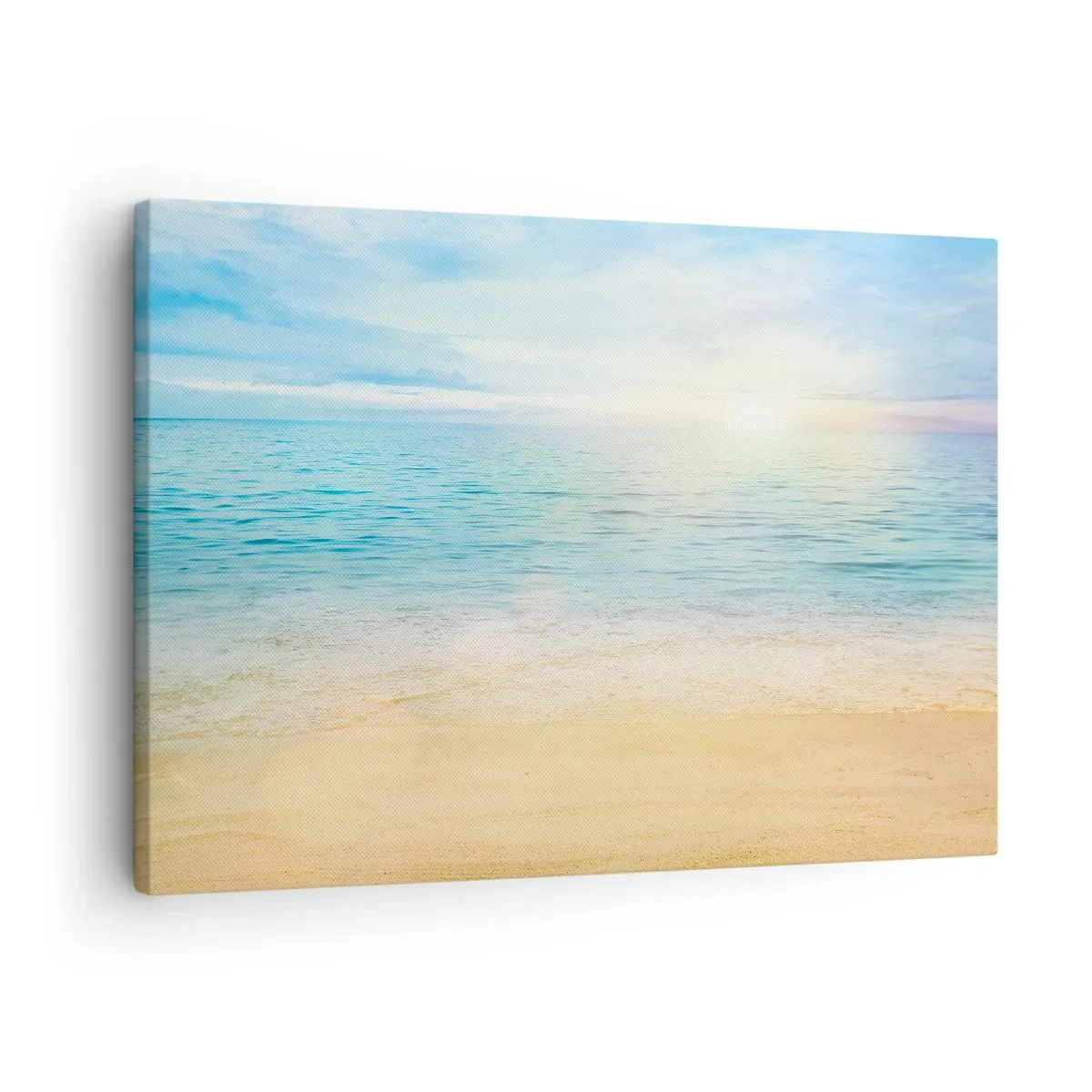 Quadro em tela - Uma praia com mar turquesa e céu limpo - 70x50cm - Grande azul - Decoração de parede moderna para a sala de estar e quarto ARTTOR