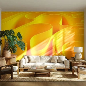 Papel de Parede Premium Canvas - Como as ondas do sol - 3D, Moderno, Linhas - 400x280 cm