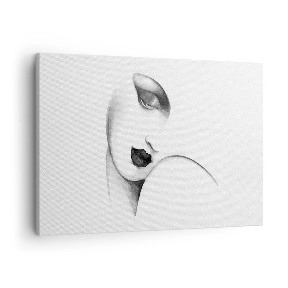 Quadro em tela - Um retrato sutil de uma mulher em estilo monocromático - 70x50cm - No estilo de Łempicka - Decoração de parede moderna para a sala de estar e quarto ARTTOR