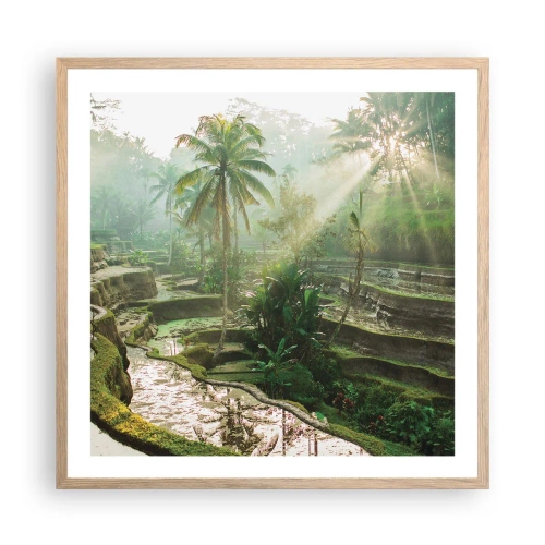 Pôster com moldura de carvalho claro - Crescer ao sol - 60x60 cm