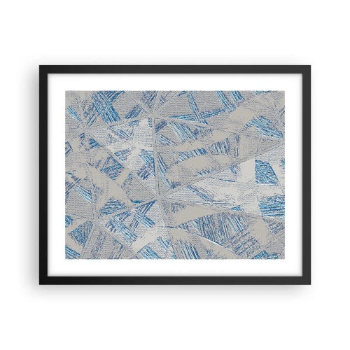 Pôster com moldura preta - Em um labirinto azul e cinza - 50x40 cm