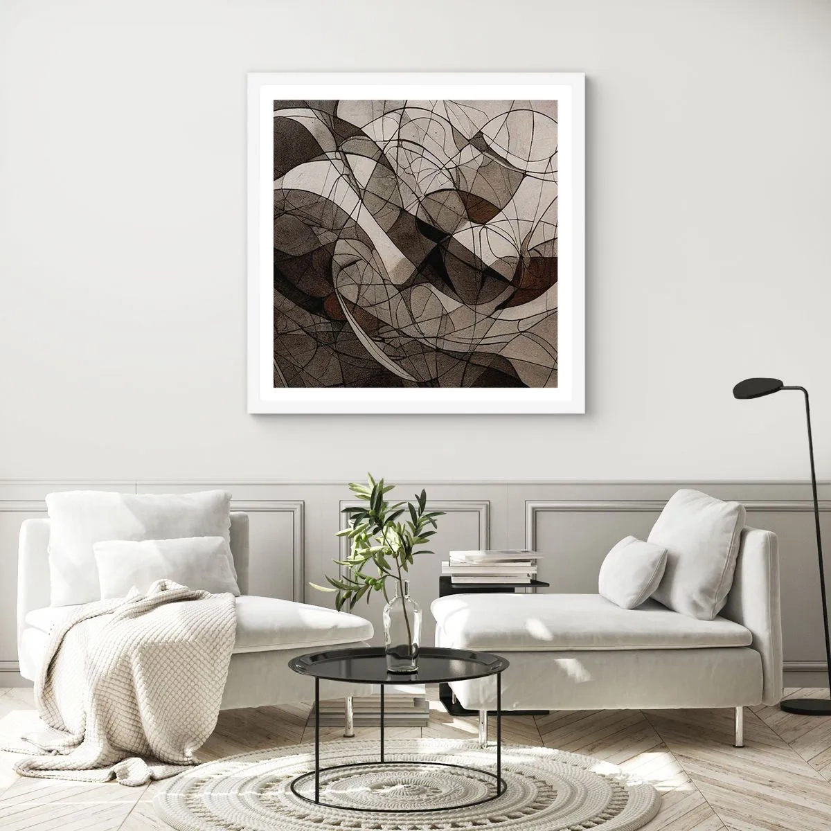 Pôster em moldura branca - Circulação das cores da terra - 60x60 cm