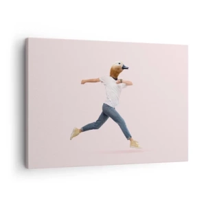 Quadro em tela - Uma figura surrealista com uma cabeça de pato em movimento - 70x50cm - Uma pitada de absurdo - Decoração de parede moderna para a sala de estar e quarto ARTTOR