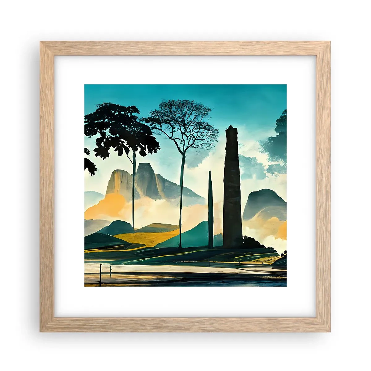 Pôster com moldura de carvalho claro - Cada vez mais alto - 30x30 cm