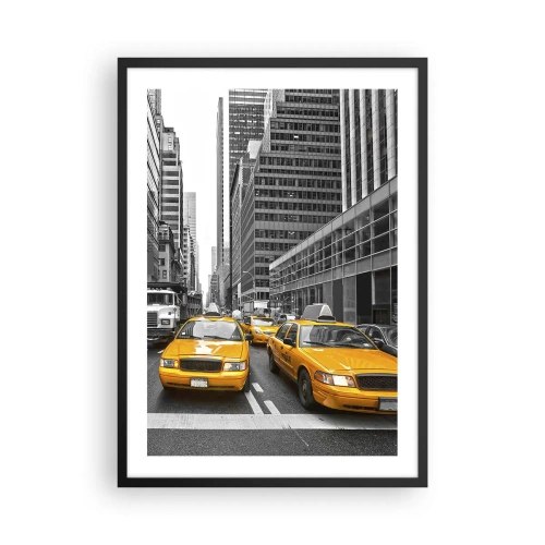 Pôster com moldura preta - Táxis amarelos nas ruas de Nova York - 50x70cm - Somos a cor da cidade - Decoração de parede moderna para a sala de estar e quarto ARTTOR