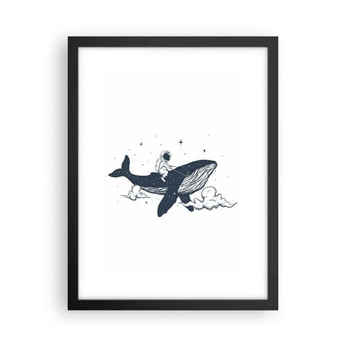 Pôster com moldura preta - Aventura espacial - 30x40 cm