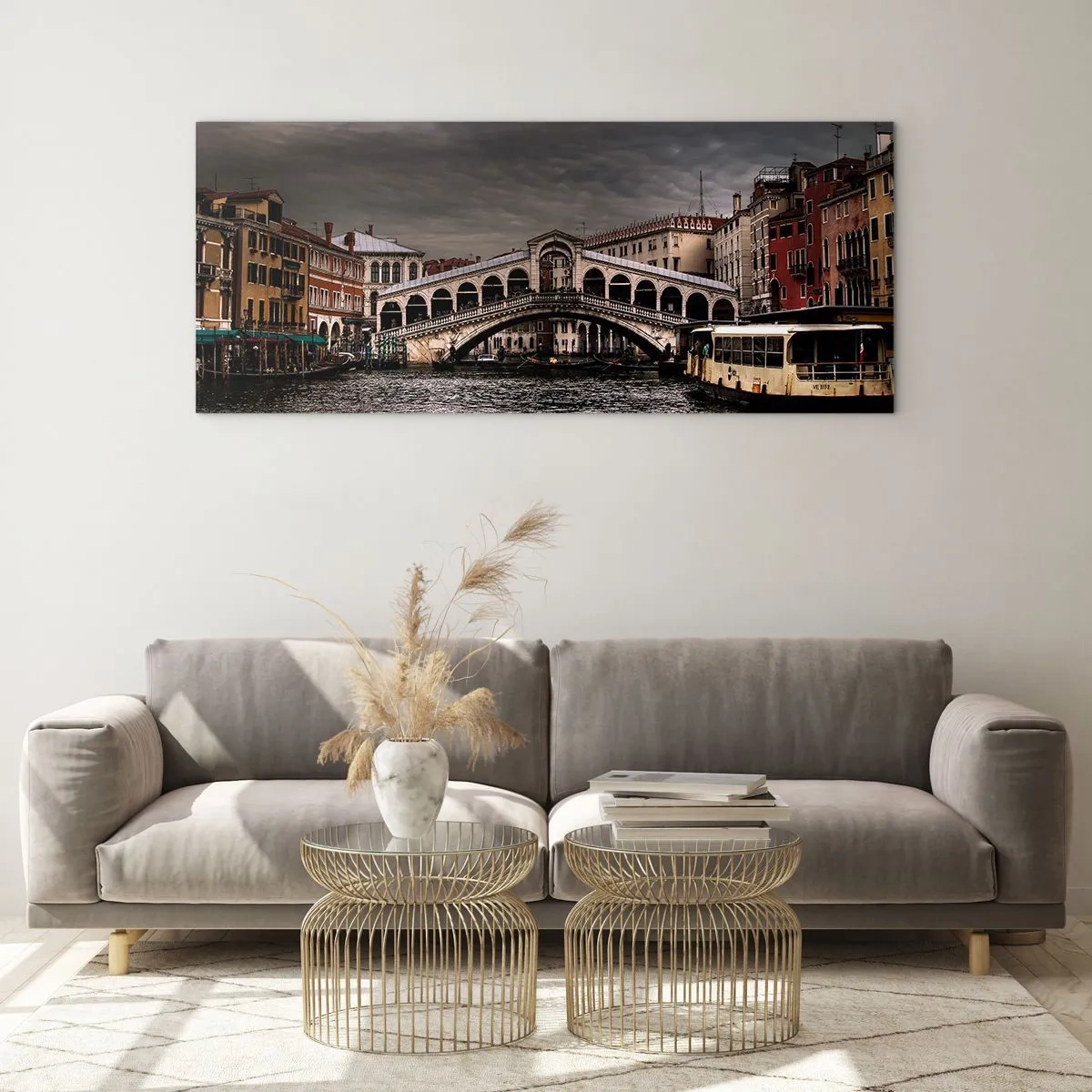 Quadro em vidro - A promessa de uma noite em Veneza - 90x30 cm
