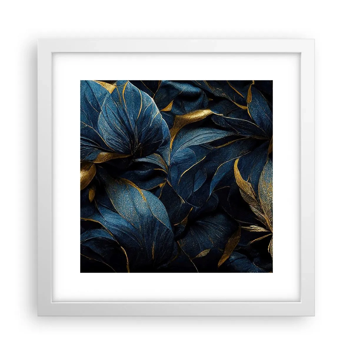 Pôster em moldura branca - Forrado com ouro - 30x30 cm