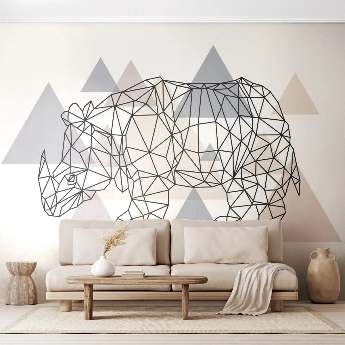 Papel de Parede Autocolante Deluxe Sticker - Estrutura da força - Abstração, Gráficos, Rinoceronte - 150x105 cm