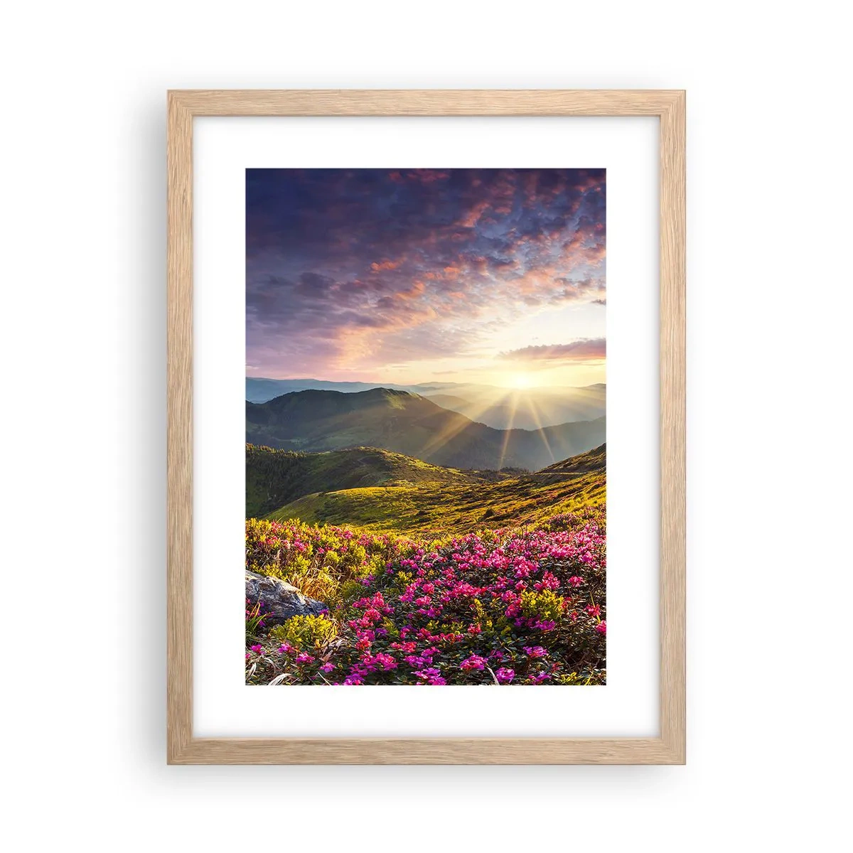 Pôster com moldura de carvalho claro - A frescura de uma manhã nas montanhas - 30x40 cm