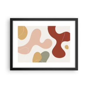 Pôster com moldura preta - Ziguezagues ornamentais - 40x30 cm