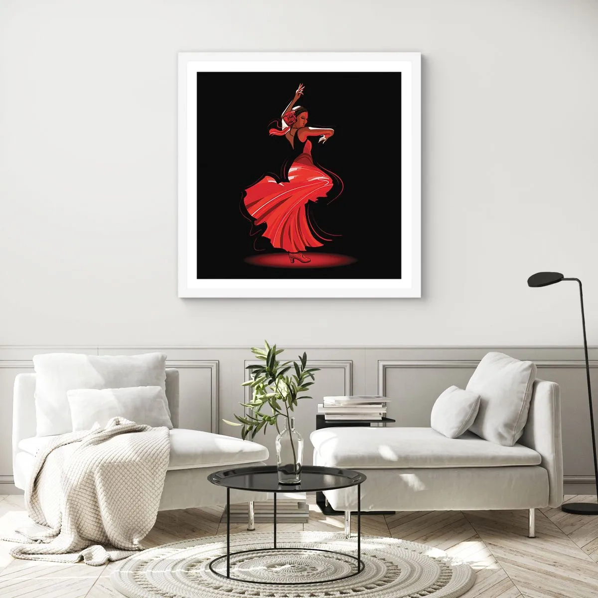 Pôster em moldura branca - O espírito ardente do flamenco - 50x50 cm