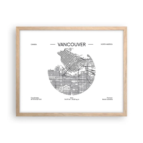 Pôster com moldura de carvalho claro - Anatomia de Vacouver - 50x40 cm