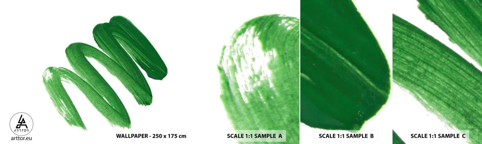 Amostra de papel de parede autocolante Deluxe Sticker - Piada verde - Pintar, Minimalismo, Abstração - 100x30 cm