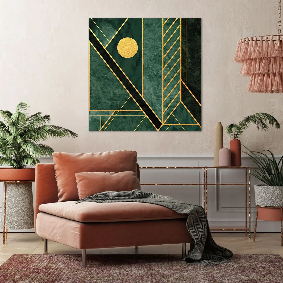 Quadro em tela - A dinâmica do ouro e do azul - 40x40 cm