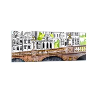 Quadro em vidro - Cidade pintada - 140x50 cm